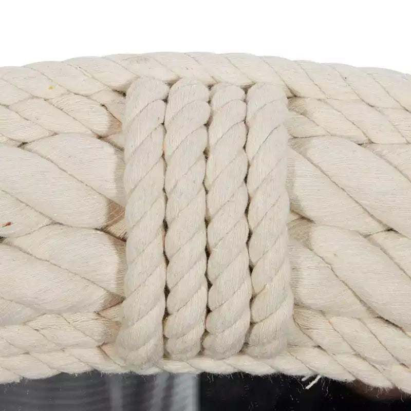 Specchio rotondo da parete costiero con cornice in corda di juta bianca – 91 cm di diametro