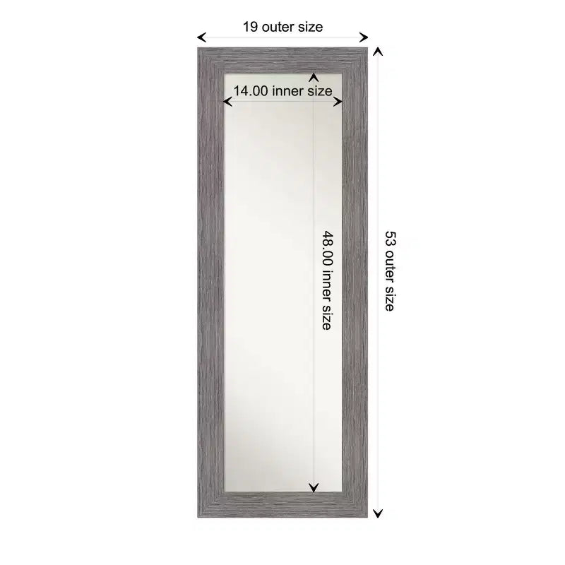 Specchio a figura intera per porta 20"x54" Pinstripe Plank Gray – Cornice piatta contemporanea