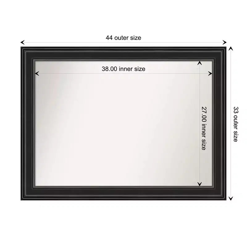 Specchio da parete per bagno 44"x33" Ridge nero senza smussatura – Cornice nera classica