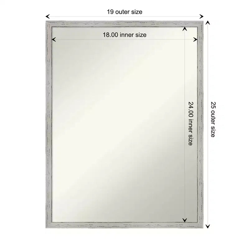 Specchio da parete rettangolare moderno 48x64 cm shiplap bianco stretto senza smusso