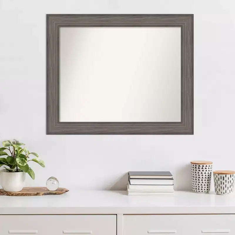 Specchio da parete 33"x27" in legno di fienile Country non bisellato - Cornice blu-grigio invecchiata