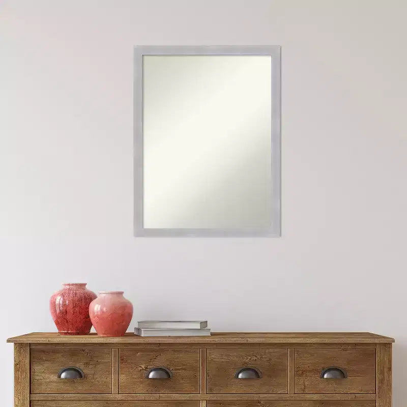 Specchio da parete per bagno stretto, non bisellato, in nichel spazzolato, 20"x26"