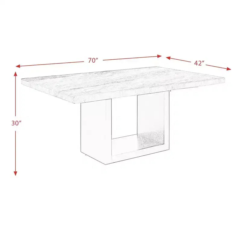 Tavolo da pranzo altezza standard effetto marmo – Bianco, 6 posti, MDF e impiallacciatura in legno
