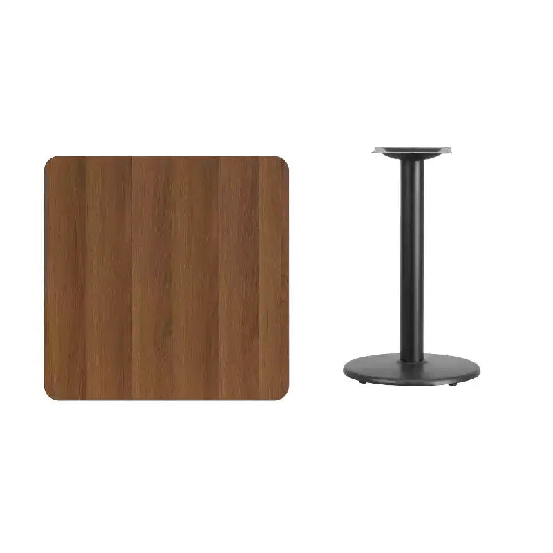 Piano tavolo quadrato in laminato da 30" con base rotonda in ghisa da 18" – Qualità Commerciale
