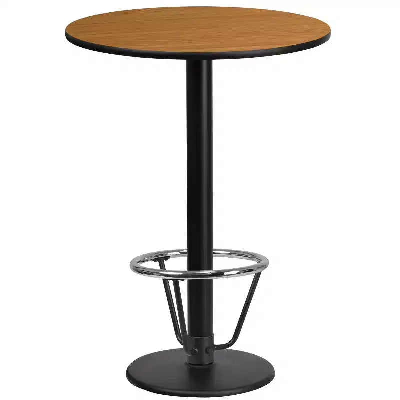 Tavolo da bar rotondo in laminato da 24" con base ad anello poggiapiedi rotondo da 18"