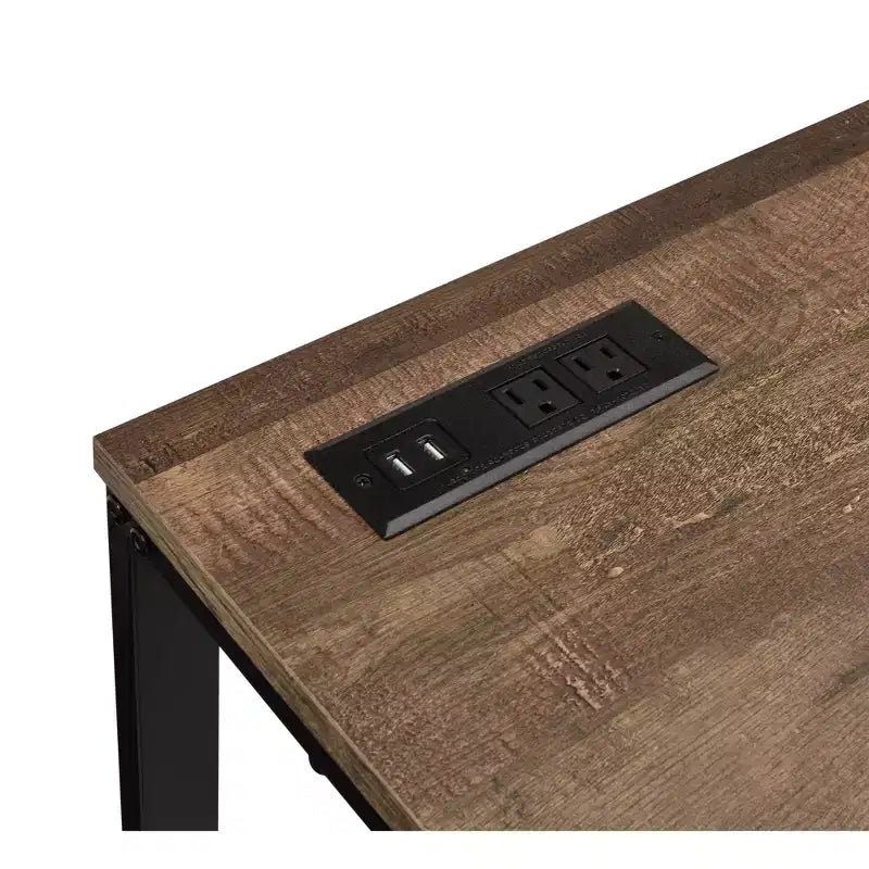 Scrivania con porta USB integrata – Struttura in metallo, superficie in composito di legno
