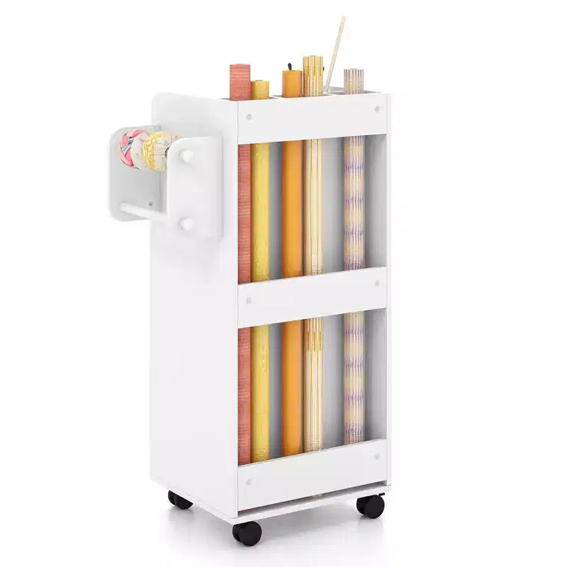 Carrello Portacraft con Rotelle a 3 Cassetti, 3 Ripiani, Scomparti e 2 Pioli