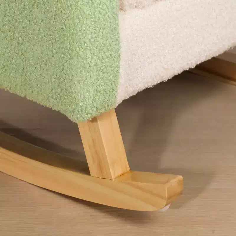 Sedia Divano per Bambini Rocking per Bambini Piccoli – Struttura in Legno Massello, Finto Vello d'Agnello
