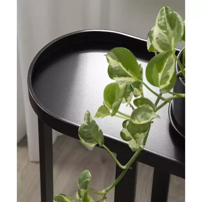 Tavolino Ovale Nero in Ferro – 43x23x61 cm, Design a Capsula Salvaspazio