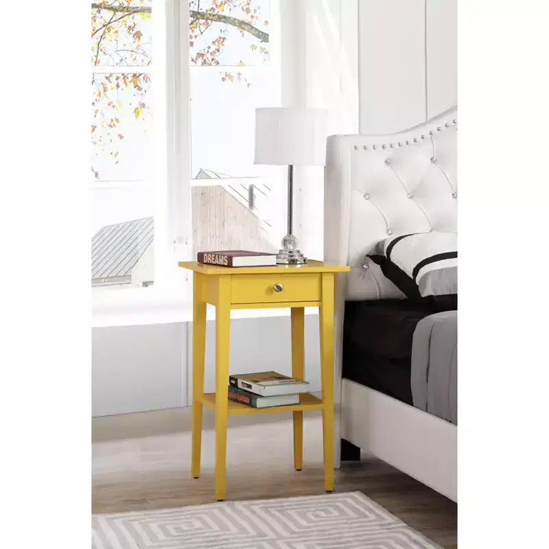 Comodino a 1 cassetto 71 cm H x 46 cm L x 36 cm P – Struttura in legno, diverse opzioni di colore
