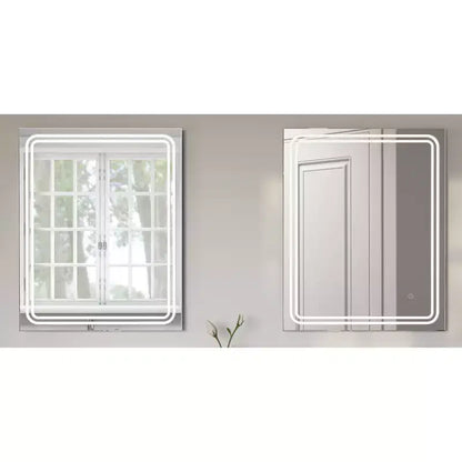 Specchio da parete a LED dimmerabile senza cornice da 24"x30" con vetro antiappannamento – Installazione cablata