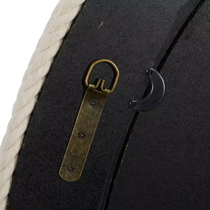 Specchio rotondo da parete costiero con cornice in corda di juta bianca – 91 cm di diametro