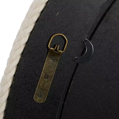 Specchio rotondo da parete costiero con cornice in corda di juta bianca – 91 cm di diametro