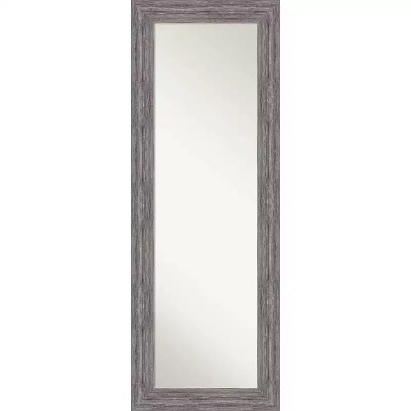 Amanti Art 20" x 54" Non-Beveled Pinstripe Plank Gray Full Length on The Door Mirror : Modern Rectangle, Polystyrene Frame