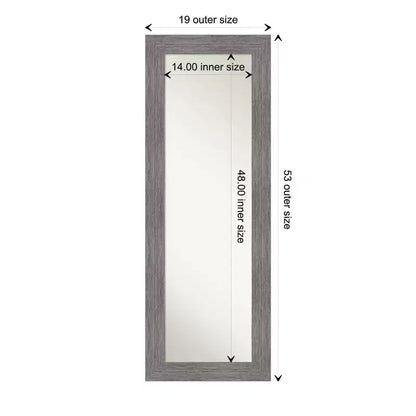 Specchio a figura intera per porta 20"x54" Pinstripe Plank Gray – Cornice piatta contemporanea