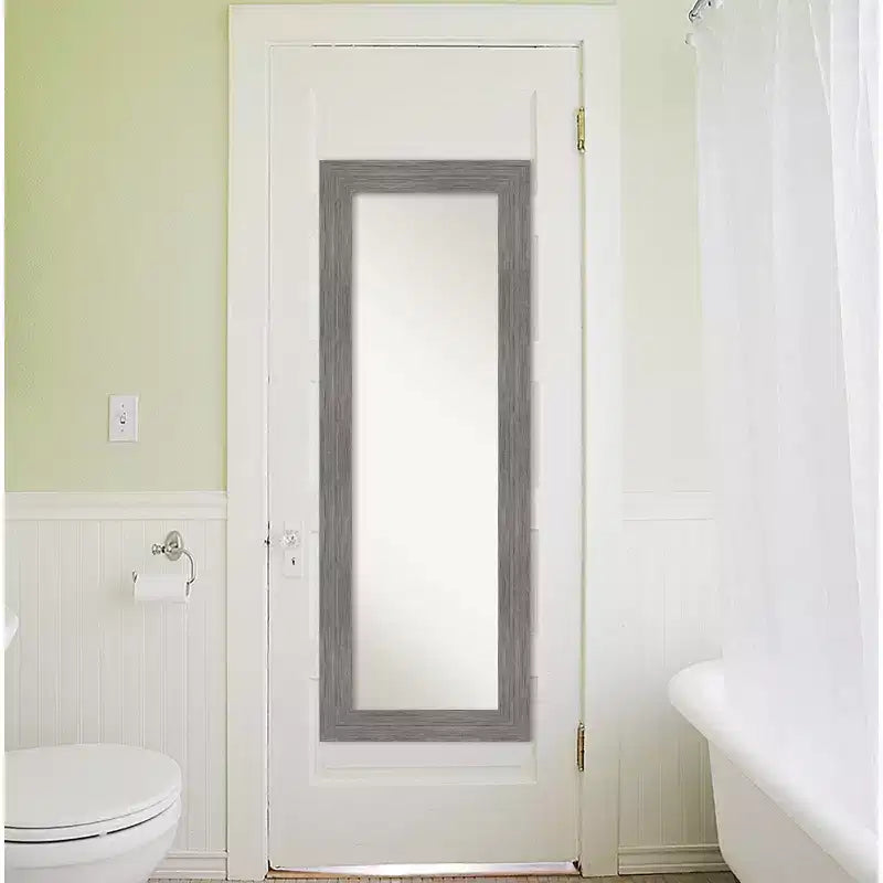 Specchio a figura intera per porta 20"x54" Pinstripe Plank Gray – Cornice piatta contemporanea