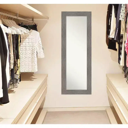 Specchio a figura intera per porta 20"x54" Pinstripe Plank Gray – Cornice piatta contemporanea