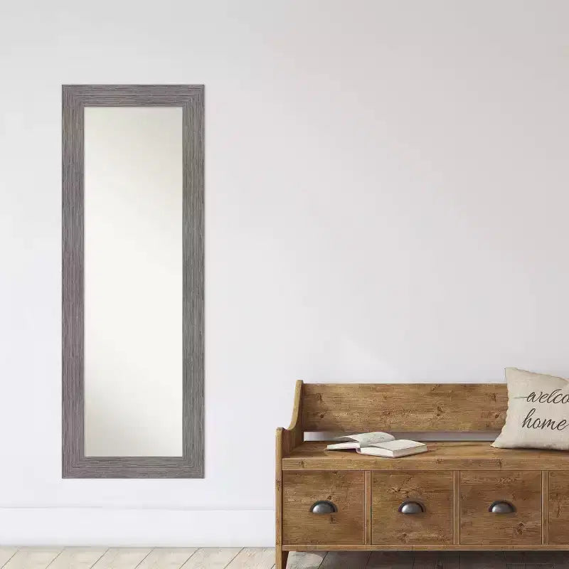 Specchio a figura intera per porta 20"x54" Pinstripe Plank Gray – Cornice piatta contemporanea
