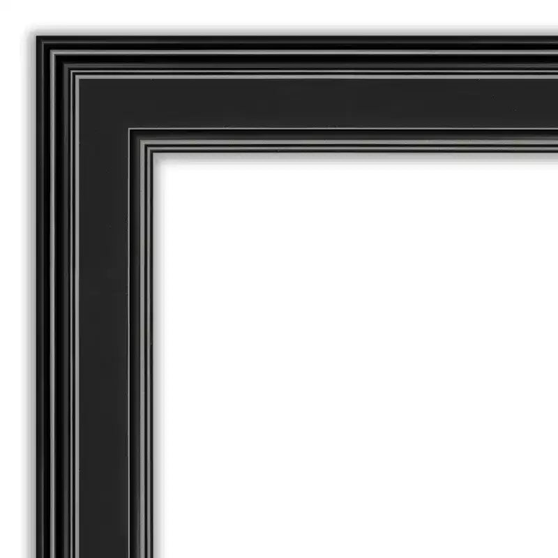 Specchio da parete per bagno 44"x33" Ridge nero senza smussatura – Cornice nera classica