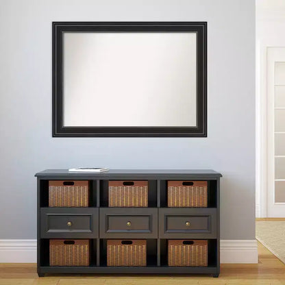 Specchio da parete per bagno 44"x33" Ridge nero senza smussatura – Cornice nera classica