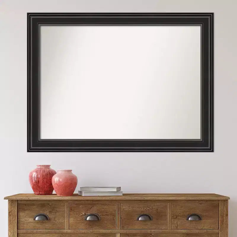 Specchio da parete per bagno 44"x33" Ridge nero senza smussatura – Cornice nera classica