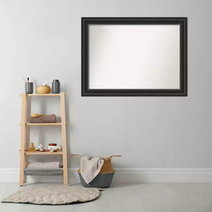 Specchio da parete per bagno 44"x33" Ridge nero senza smussatura – Cornice nera classica