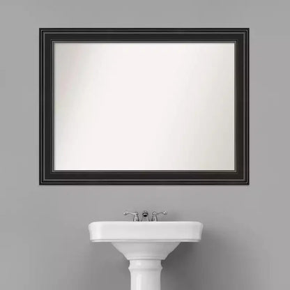 Specchio da parete per bagno 44"x33" Ridge nero senza smussatura – Cornice nera classica
