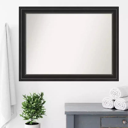 Specchio da parete per bagno 44"x33" Ridge nero senza smussatura – Cornice nera classica