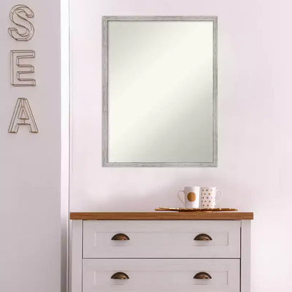Specchio da parete rettangolare moderno 48x64 cm shiplap bianco stretto senza smusso