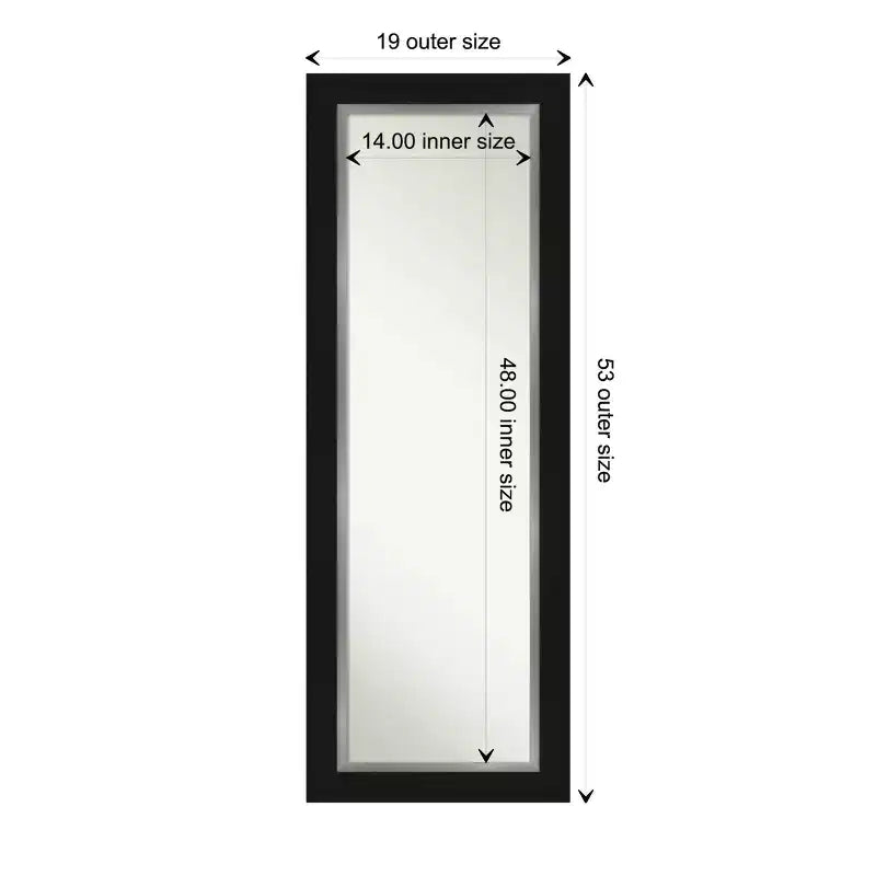 Specchio intero 20"x54" Eva nero-argento da appendere alla porta – Non sono necessarie staffe
