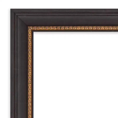 Specchio da parete Ashton nero in legno smussato 99x69 cm – Bordo interno dorato con perline