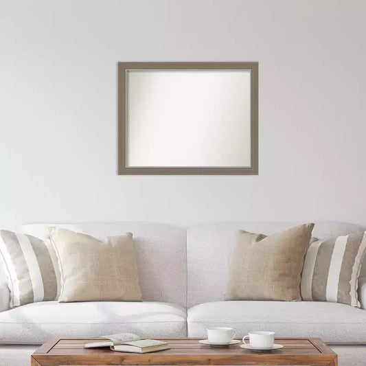 Specchio da parete stretto 31"x25" senza bordo smussato – Cornice grigio-marrone chiaro