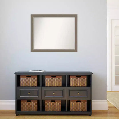 Specchio da parete stretto 31"x25" senza bordo smussato – Cornice grigio-marrone chiaro
