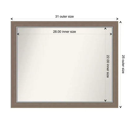 Specchio da parete stretto 31"x25" senza bordo smussato – Cornice grigio-marrone chiaro