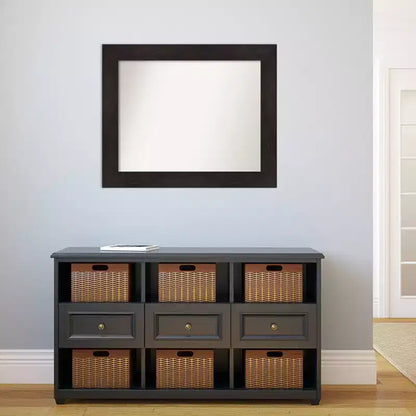 Specchio da parete per bagno marrone espresso 34"x28" non bisellato – Cornice larga e piatta