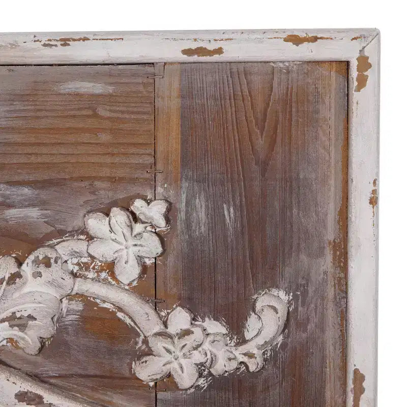 Specchio da Parete con Intaglio Floreale in Legno d'Acanto – Marrone, 109 cm A x 84 cm L