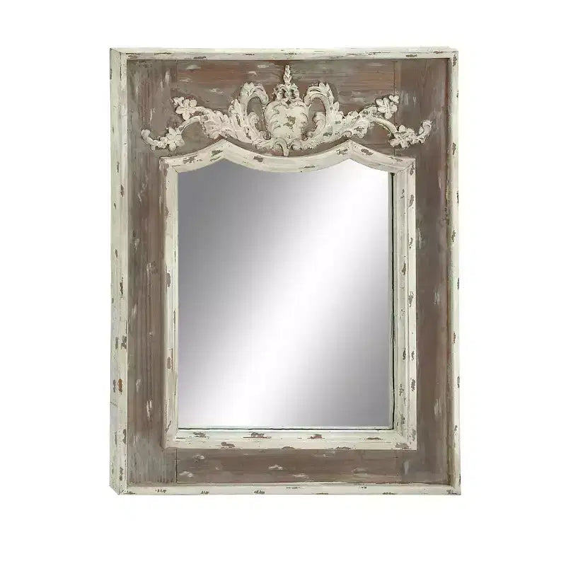 Specchio da Parete con Intaglio Floreale in Legno d'Acanto – Marrone, 109 cm A x 84 cm L