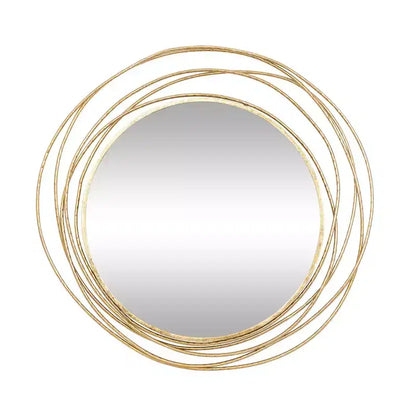 Metal Wall Mirror with Overlapping Ring Frame Gold - Olivia & May: Contemporary Style, Iron Frame, 38.38"