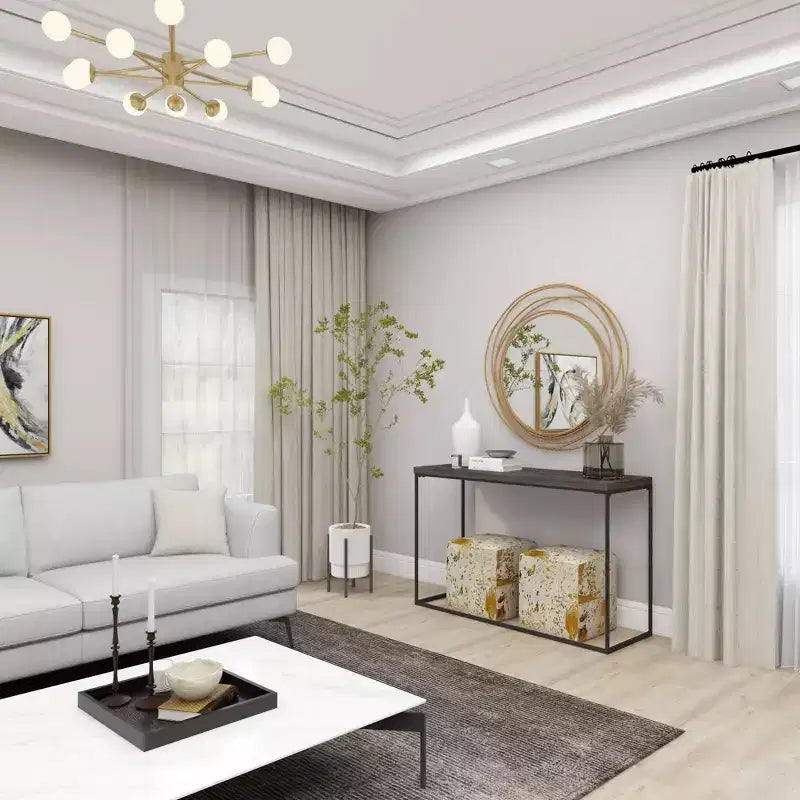 Specchio da Parete Rotondo in Metallo Dorato con Cornice ad Anelli Sovrapposti – 40"L x 38.38"A