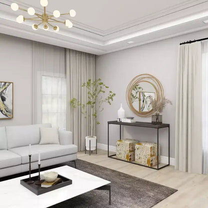 Specchio da Parete Rotondo in Metallo Dorato con Cornice ad Anelli Sovrapposti – 40"L x 38.38"A