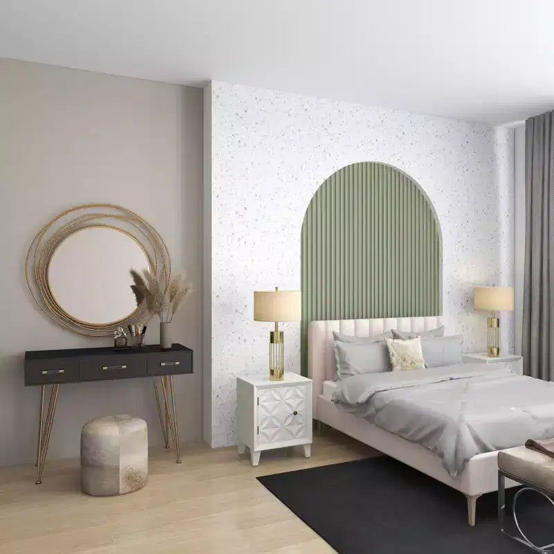 Specchio da Parete Rotondo in Metallo Dorato con Cornice ad Anelli Sovrapposti – 40"L x 38.38"A