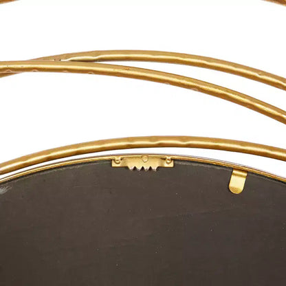 Specchio da Parete Rotondo in Metallo Dorato con Cornice ad Anelli Sovrapposti – 40"L x 38.38"A
