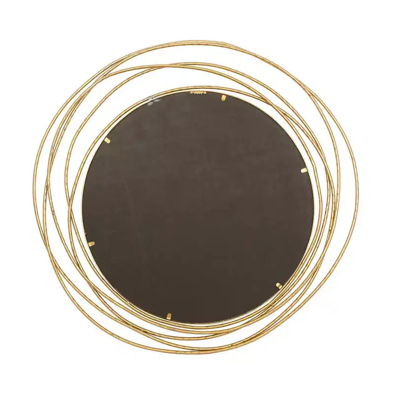 Specchio da Parete Rotondo in Metallo Dorato con Cornice ad Anelli Sovrapposti – 40"L x 38.38"A