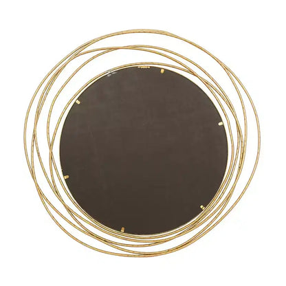 Specchio da Parete Rotondo in Metallo Dorato con Cornice ad Anelli Sovrapposti – 40"L x 38.38"A