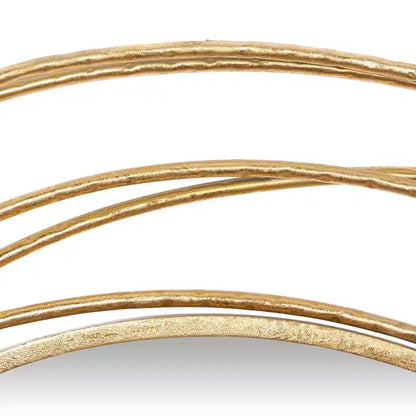 Specchio da Parete Rotondo in Metallo Dorato con Cornice ad Anelli Sovrapposti – 40"L x 38.38"A