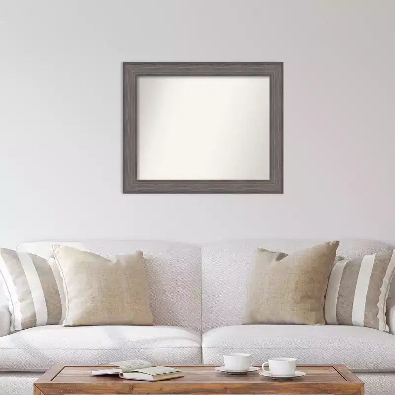 Specchio da parete 33"x27" in legno di fienile Country non bisellato - Cornice blu-grigio invecchiata