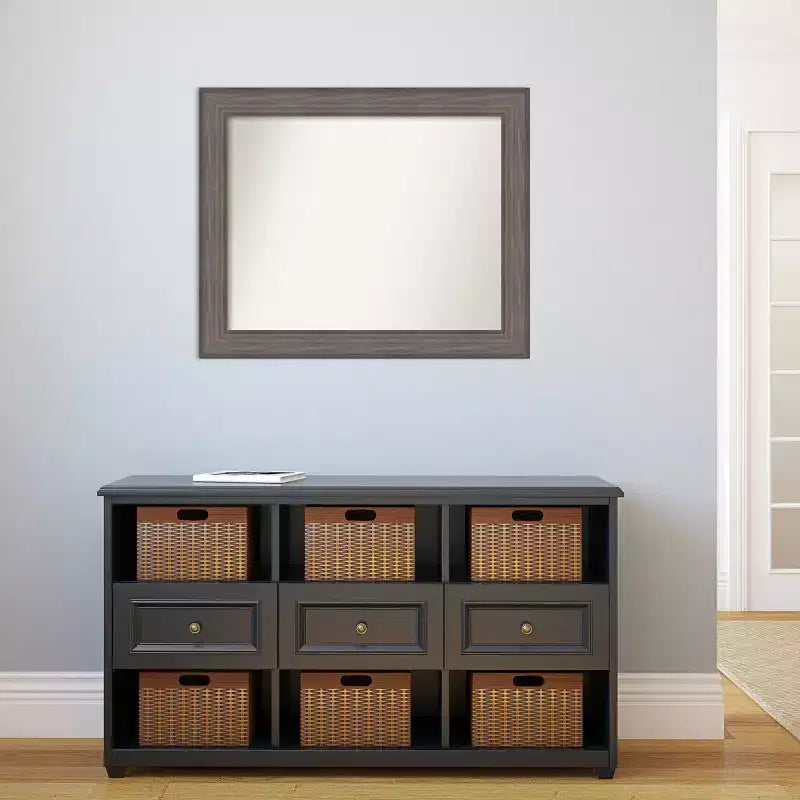 Specchio da parete 33"x27" in legno di fienile Country non bisellato - Cornice blu-grigio invecchiata