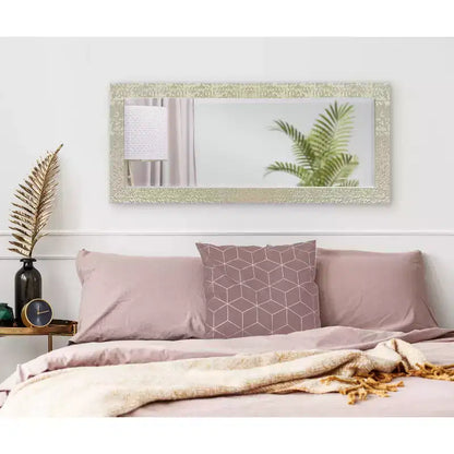 Specchio decorativo da parete incorniciato smussato 18"x50" – Finitura oro champagne