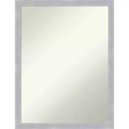 20" x 26" Non-Beveled Grace Narrow Bathroom Wall Mirror Brushed Nickel - Amanti Art: Polystyrene Frame, Wall Mounted