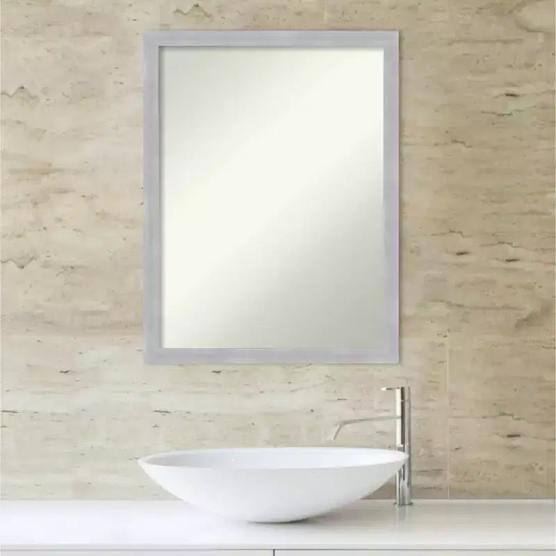 Specchio da parete per bagno stretto, non bisellato, in nichel spazzolato, 20"x26"